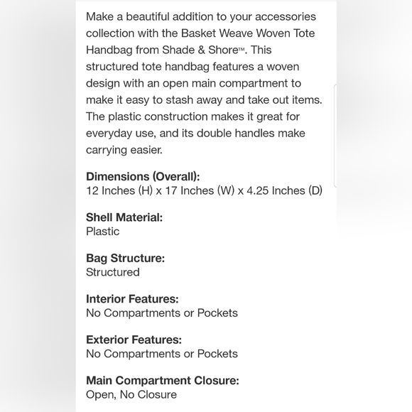 Basket Weave Woven Tote Handbag - Shade & Shore Orange - Picture 5 of 9